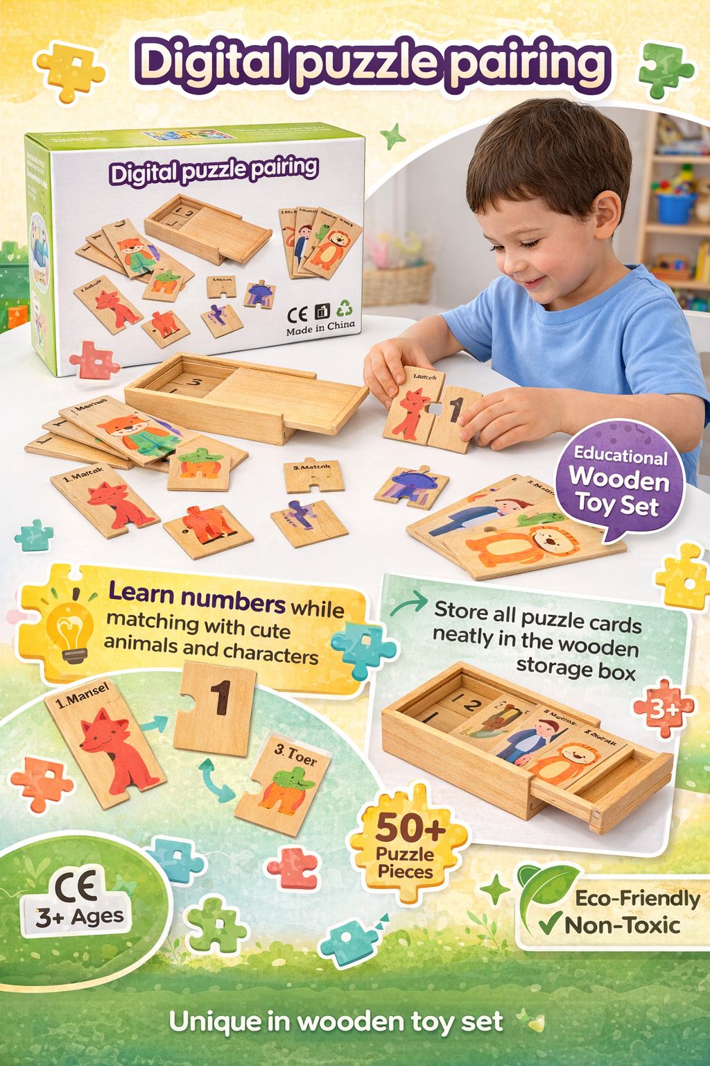 Digital Puzzle Pairing Wood Set product image 3