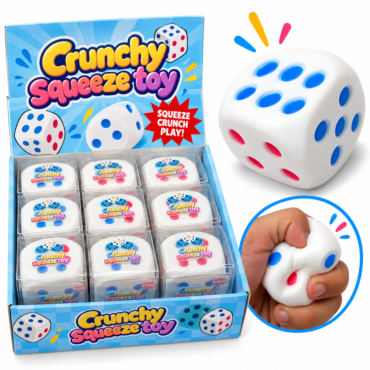 Crunchy squishy dice