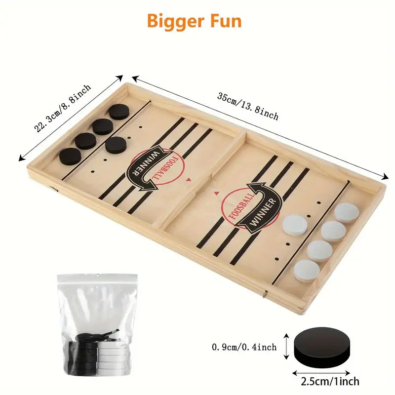 Wooden Tabletop Hockey Game – 2-Player Finger Flick Challenge | Family Arcade-Style Fun image 2