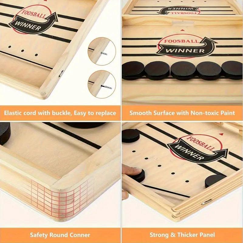Wooden Tabletop Hockey Game – 2-Player Finger Flick Challenge | Family Arcade-Style Fun image 4