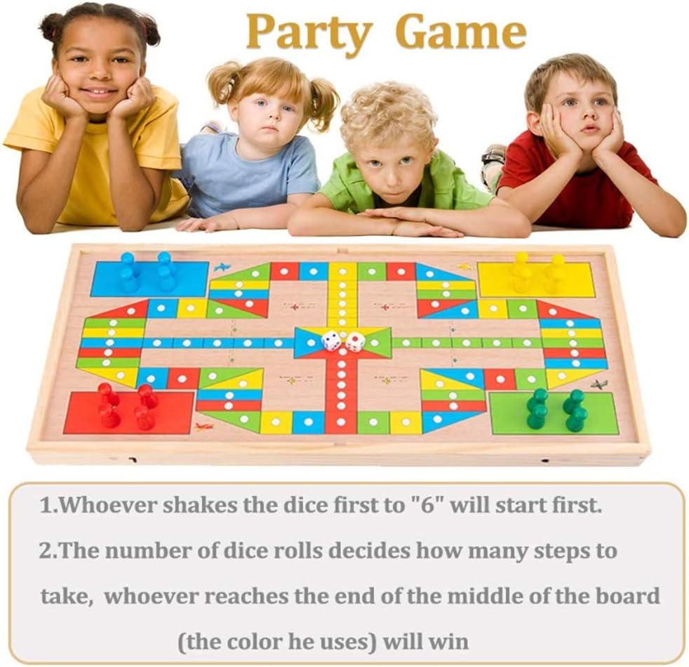Wooden Table Hockey Game – 2-in-1 Fast Sling Puck & Bouncing Chess Board Game | Desktop Battle for Adults, Kids & Family Parties image 5