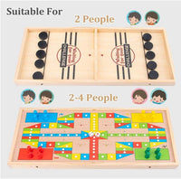 Wooden Table Hockey Game – 2-in-1 Fast Sling Puck & Bouncing Chess Board Game | Desktop Battle for Adults, Kids & Family Parties image 3
