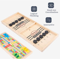 Wooden Table Hockey Game – 2-in-1 Fast Sling Puck & Bouncing Chess Board Game | Desktop Battle for Adults, Kids & Family Parties image 6