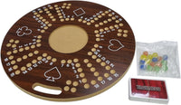Wooden Marble Strategy Game Wooden Board Game – 40x40cm Round Strategic Card & Marble Game for 2-4 Players | Premium Wood Family Game for Fun, Focus & Skill-Building image 1