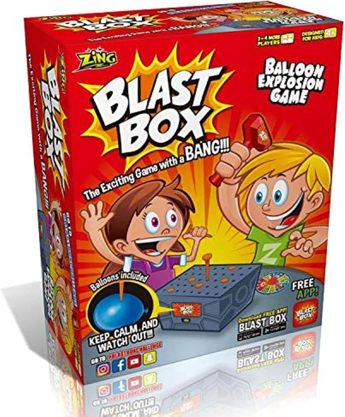 Blast Box – Balloon Explosion Party Game for Kids & Families | Suspenseful Popping Challenge | Ages 6+, Up to 4 Players | Fun Holiday Game