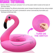 Inflatable Solar-Lit Flamingo Swimming Ring Pool Float