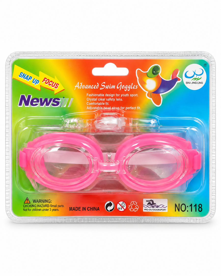 Pink Adjustable Swim Goggles with Clear Lenses