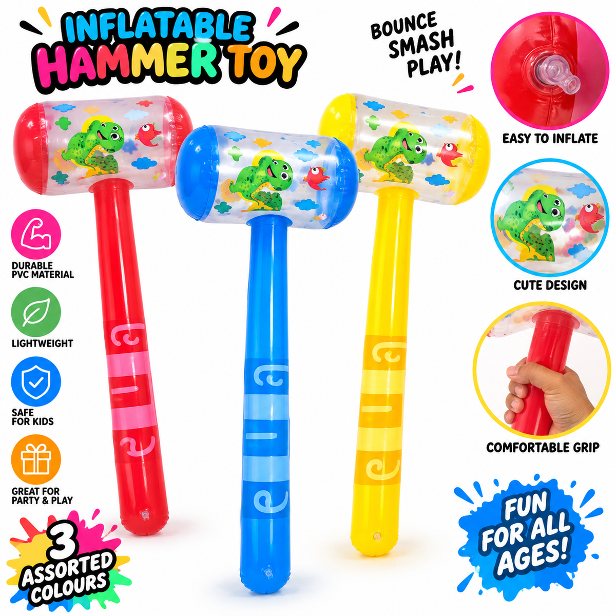 Inflatable hammer toy assorted
