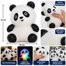 White Panda Puffer Toy with Light-Up Graphic