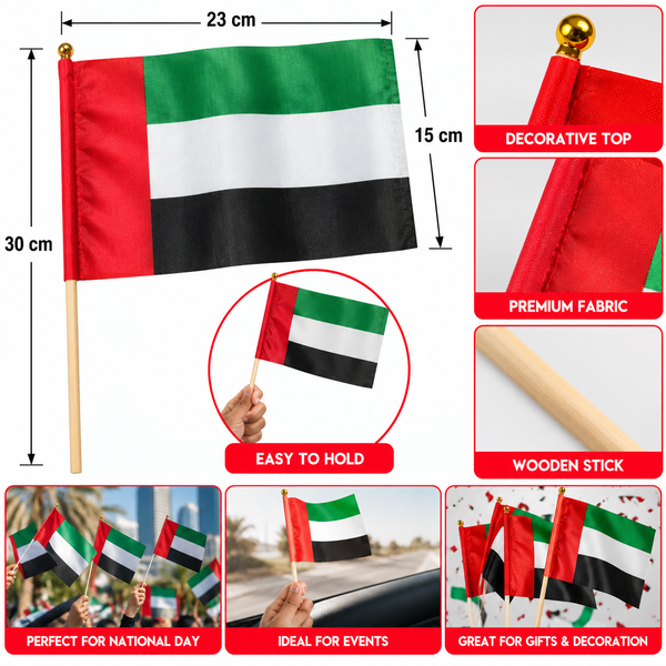 UAE Wooden stick flag standard size