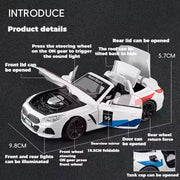 BMW Z4 1:24 diecast toy car front angle view