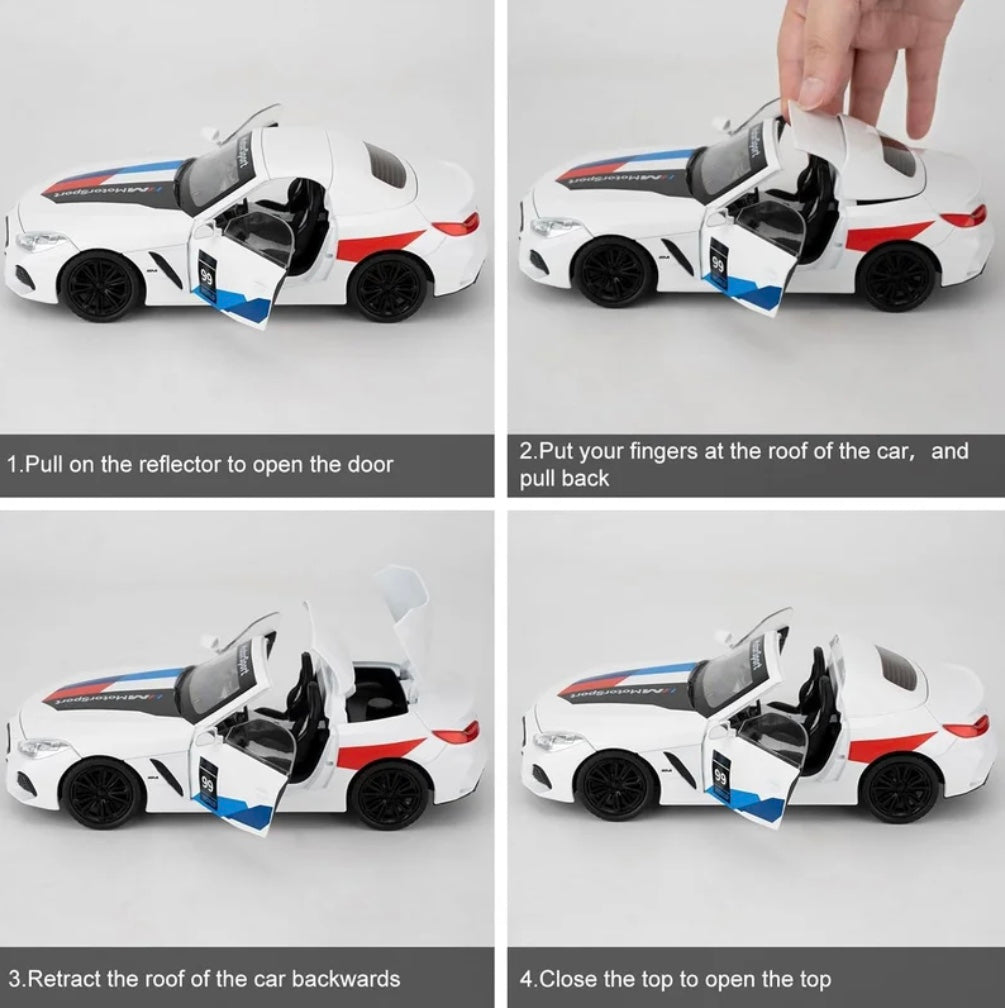 BMW Z4 1:24 diecast toy car opening detail