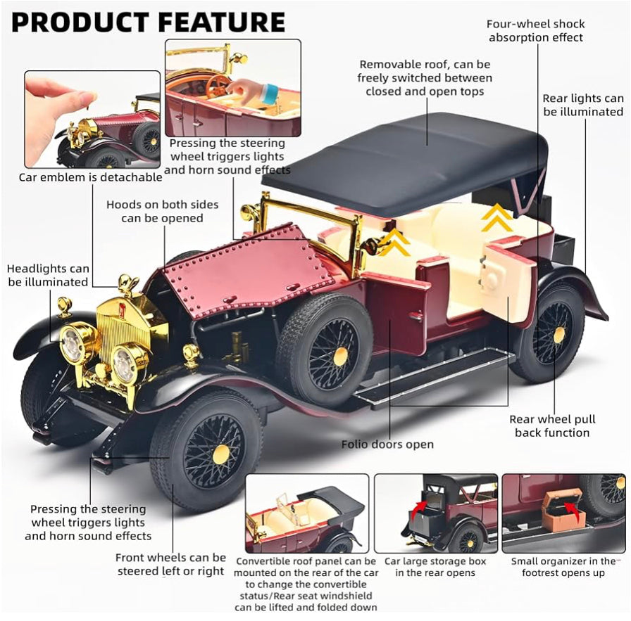 Vintage Classic 1:24 diecast toy car side view