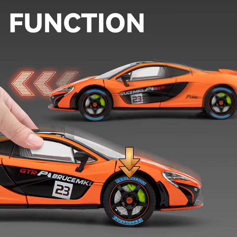 McLaren P1 1:24 diecast toy car rear angle view