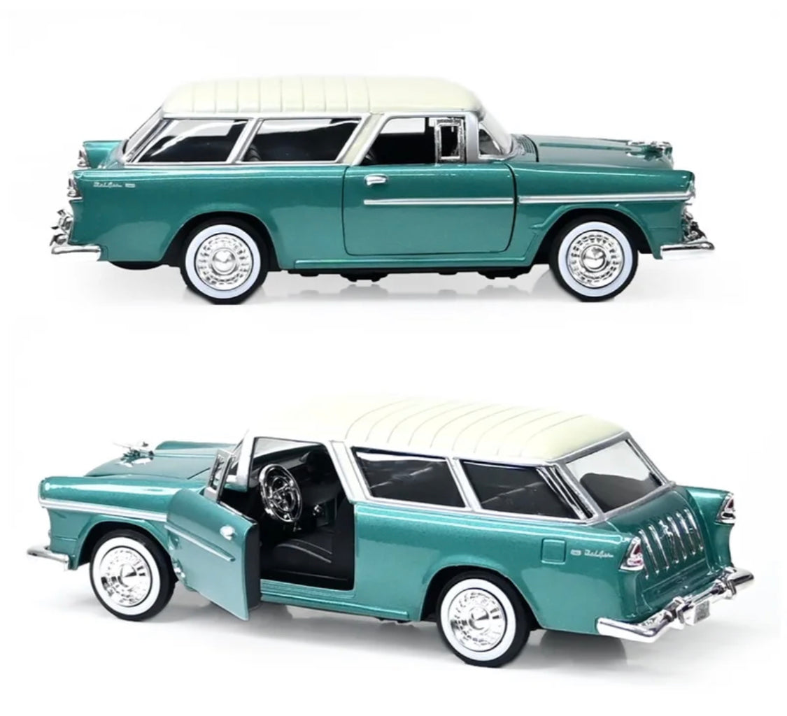 Chevy Nomad 1955 1:24 diecast toy car front angle view