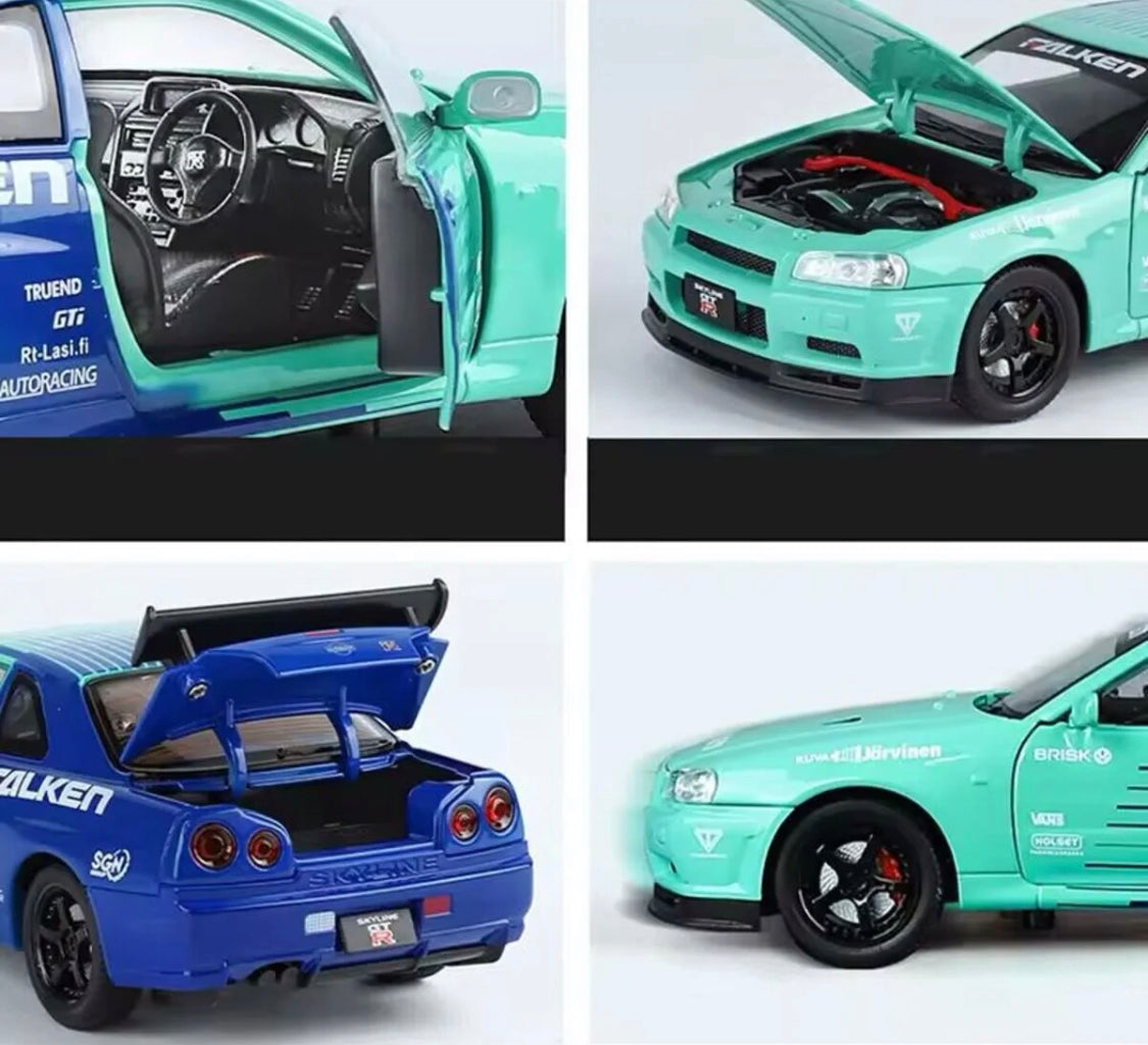 Nissan GT-R R34 1:24 diecast toy car wheel detail
