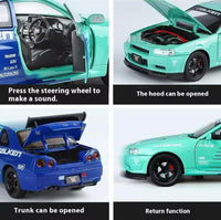 Nissan GT-R R34 1:24 diecast toy car display detail