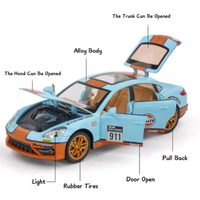 Porsche Panamera Gulf 1:24 diecast toy car wheel detail