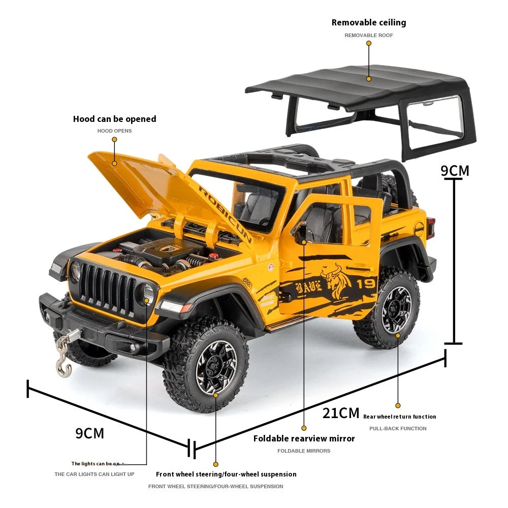 Jeep Wrangler Rubicon 1:24 diecast toy car opening detail