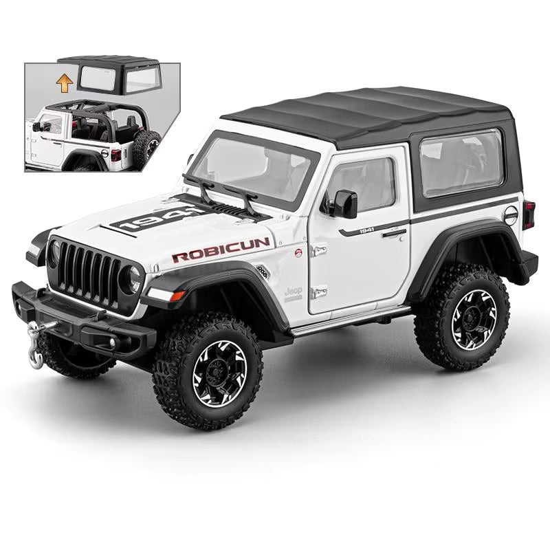 Jeep Wrangler Rubicon 1:24 diecast toy car front angle view