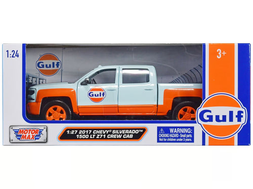 Chevrolet Silverado Z71 Gulf 1:24 diecast toy car front angle view