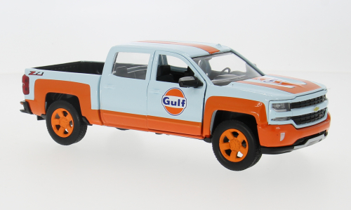 Chevrolet Silverado Z71 Gulf 1:24 diecast toy car side view