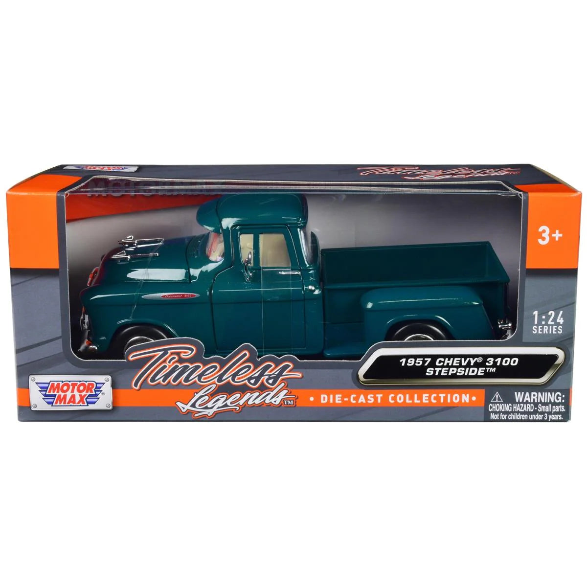 Chevrolet 3100 Stepside 1:24 diecast toy car rear angle view