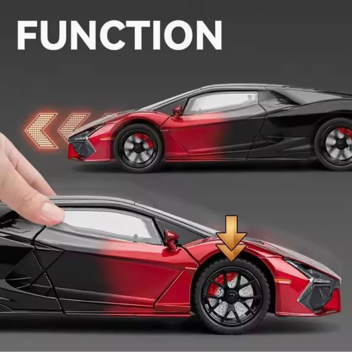 Lamborghini Revuelto 1:24 diecast toy car opening detail
