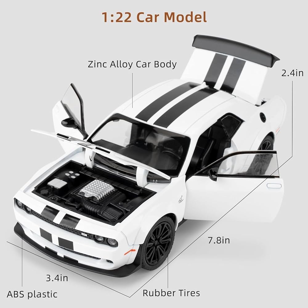 Dodge Challenger SRT Hellcat 1:24 diecast toy car front angle view