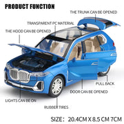 BMW X7 1:24 diecast toy car top view
