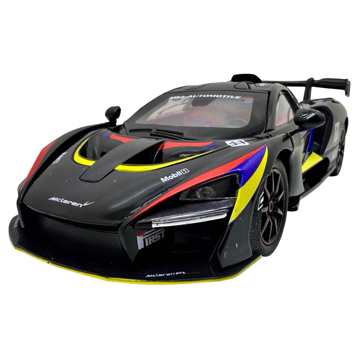 McLaren Senna GTR 1:24 diecast toy car rear angle view