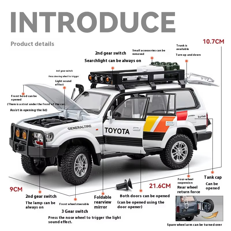 Toyota Land Cruiser LC80 1:24 diecast toy car front angle view