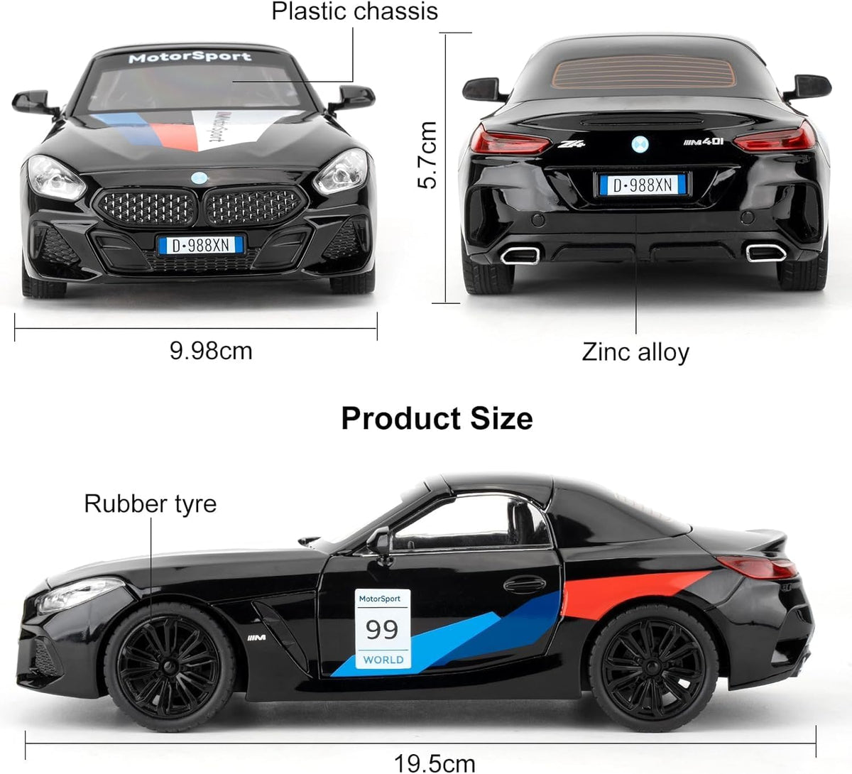 BMW Z4 1:24 diecast toy car packaging view