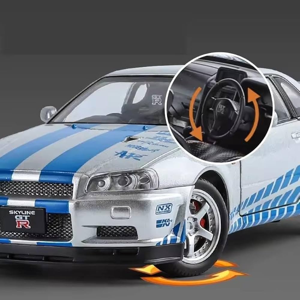 Nissan GT-R R34 1:24 diecast toy car product detail view