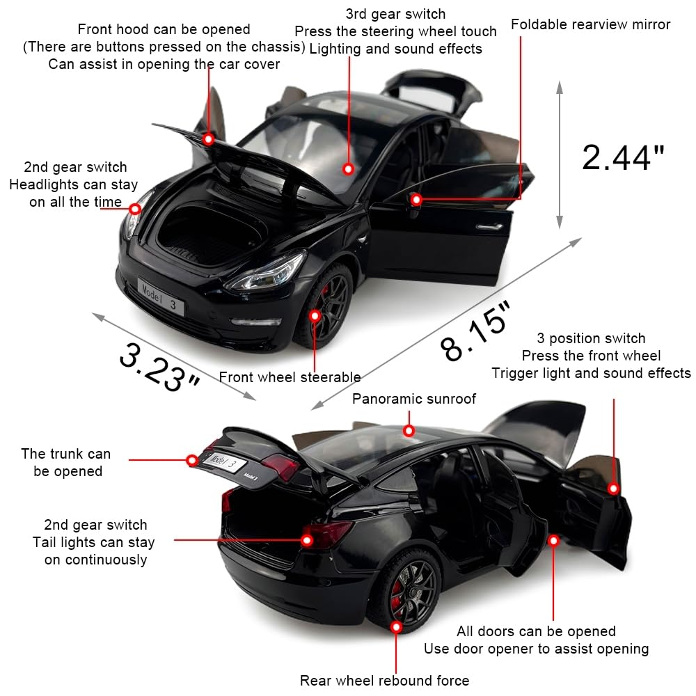 Tesla Model 3 1:24 Diecast Toy Car product image 7