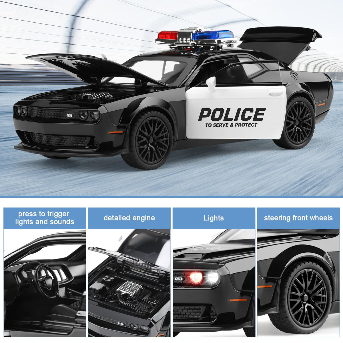 Dodge Charger SRT Hellcat Police Interceptor 1:24 Diecast Toy Car product image 5