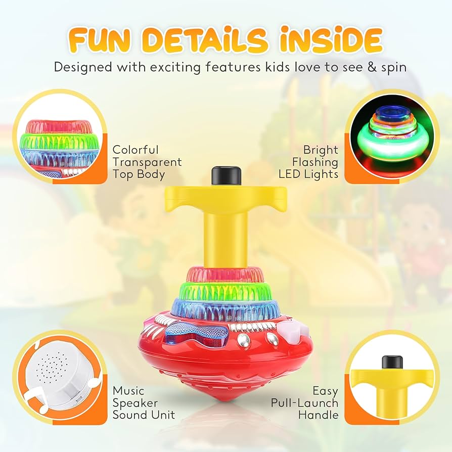 Musical Light-Up Spinning Tops image 3