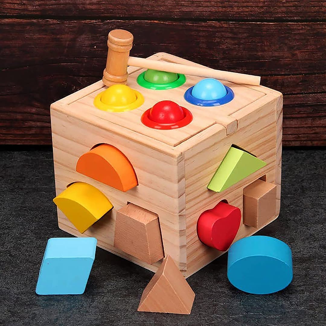 Wooden Colorful Impact Shape Sorter & Pounding Bench product image 7