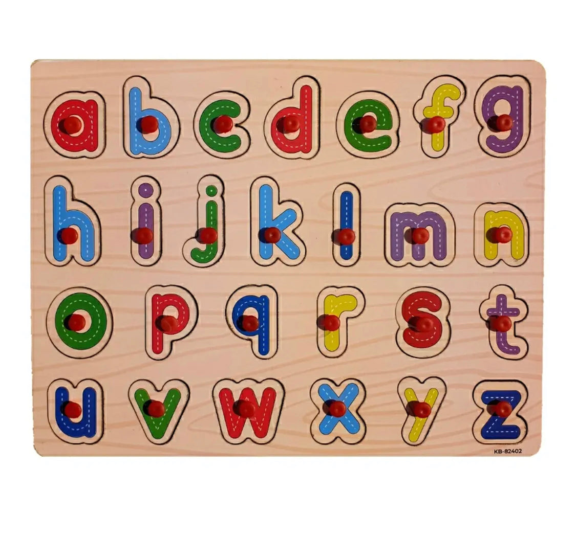 Wooden Lowercase Alphabet Puzzle Board with Small Knobs product image 3