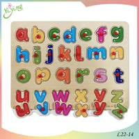 Wooden Lowercase Alphabet Puzzle Board with Small Knobs product image 2