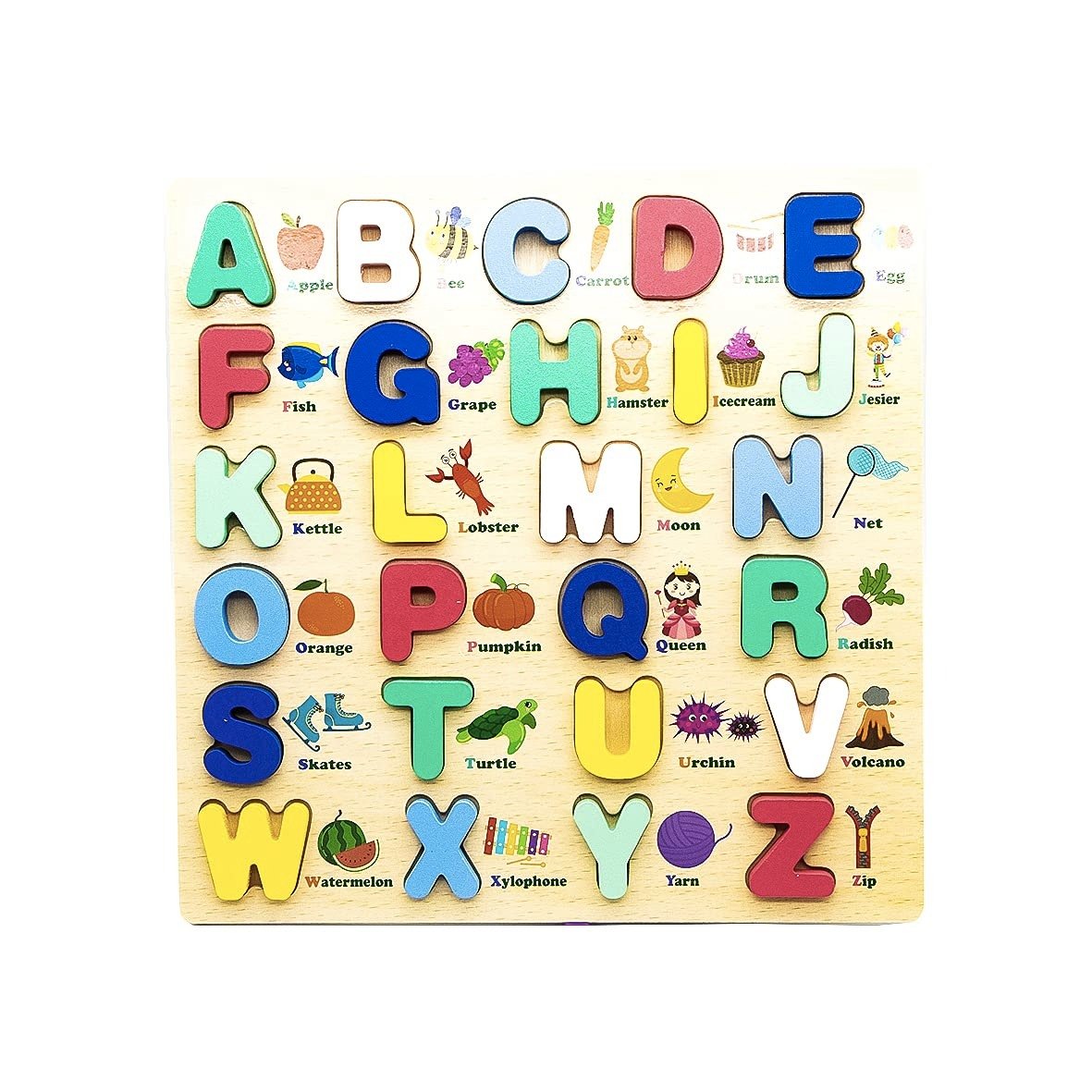 Wooden 3D Alphabet Letter Puzzle Board with Matching Illustrations product image 2