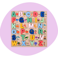 Wooden 3D Alphabet Letter Puzzle Board with Matching Illustrations product image 3