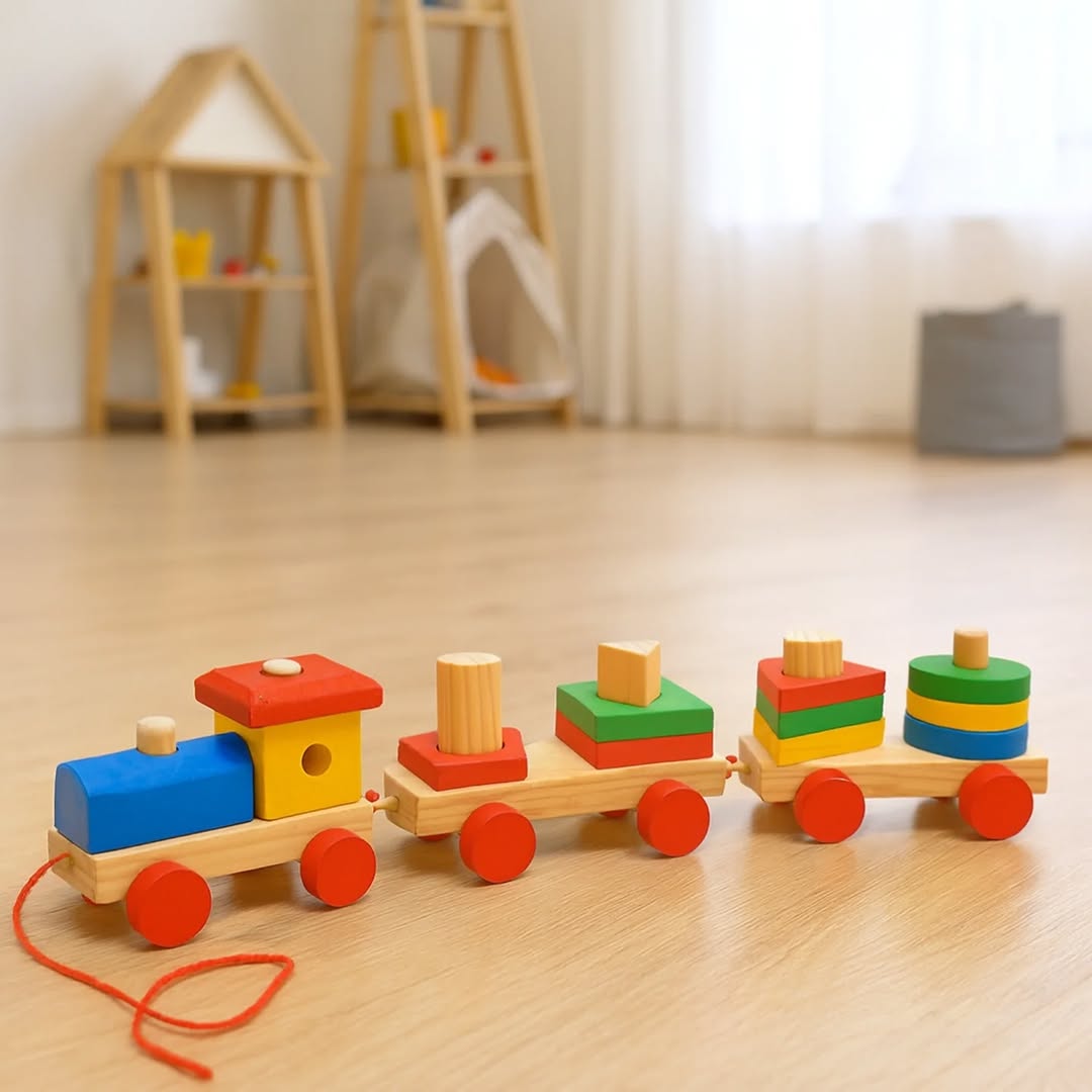 Wooden Shape Sorting & Stacking Block Train product image 4