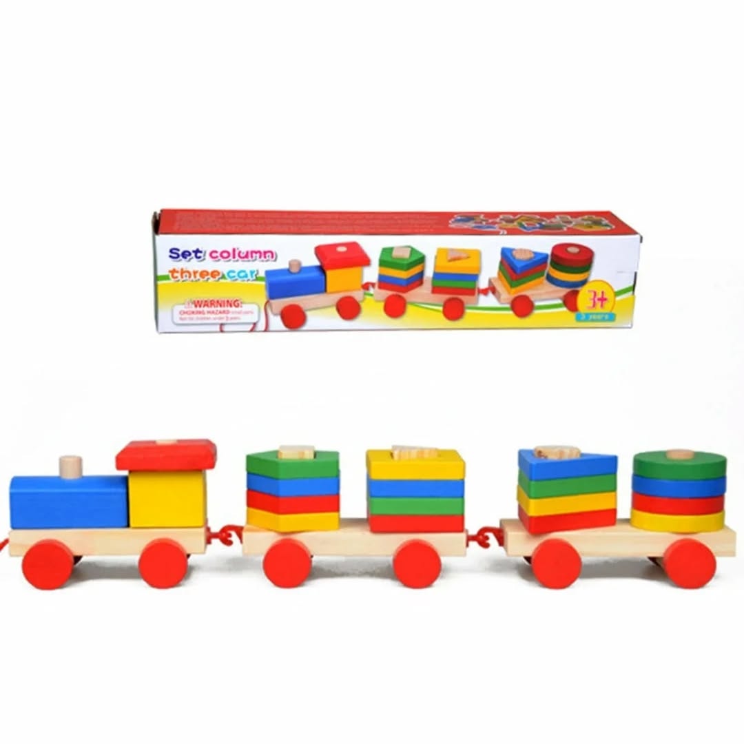 Wooden Shape Sorting & Stacking Block Train product image 6
