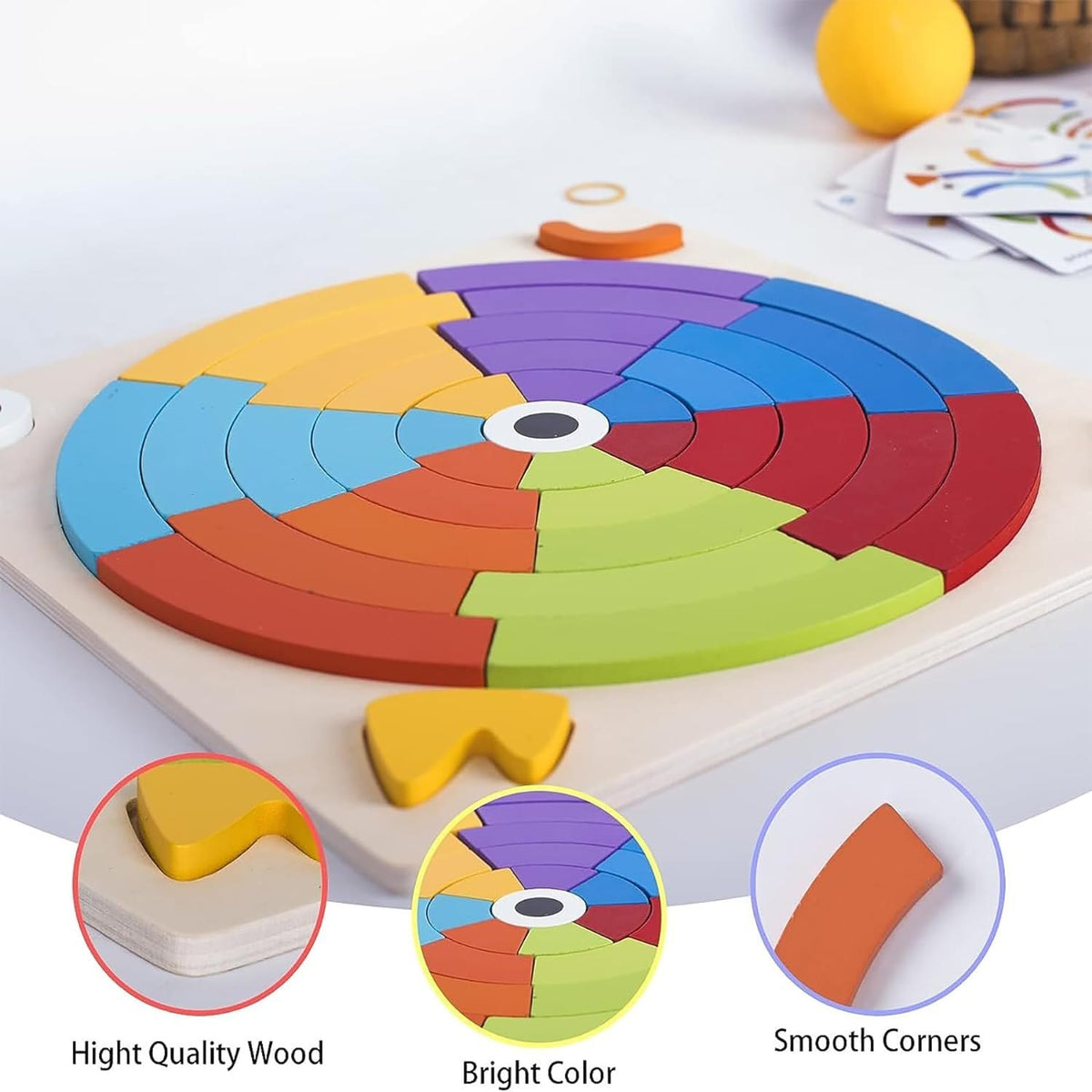 Wooden Rainbow Puzzle with 15 Reference Cards product image 3