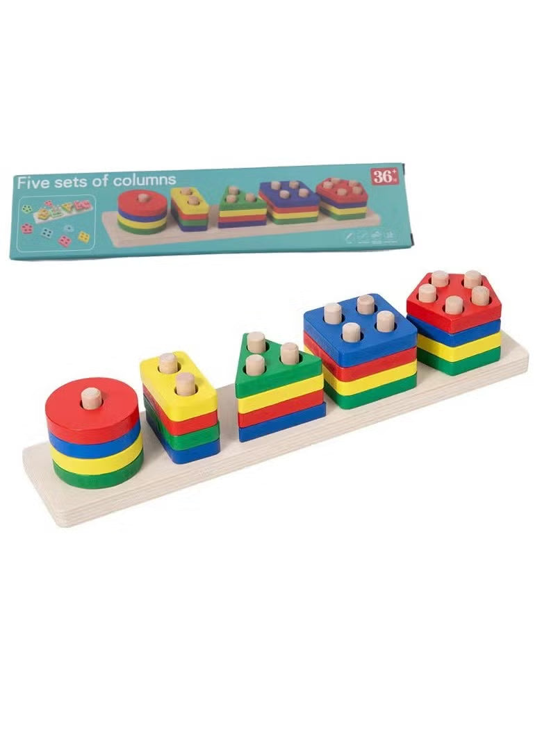 Wooden 5-Shape Geometric Sorter & Stacker product image 1