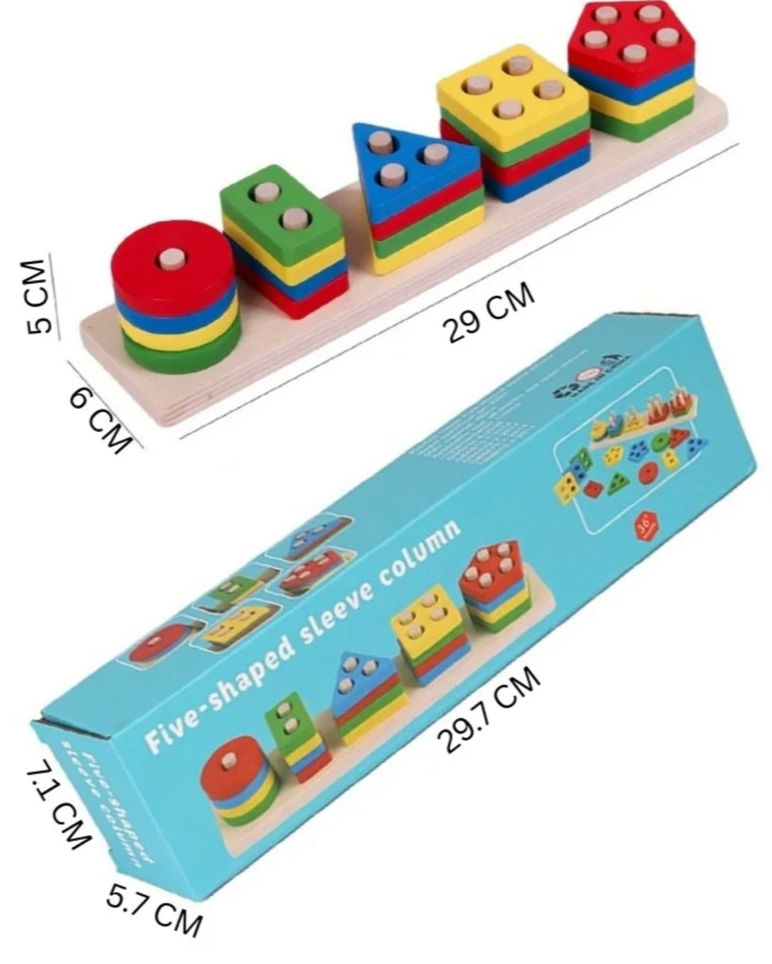 Wooden 5-Shape Geometric Sorter & Stacker product image 2