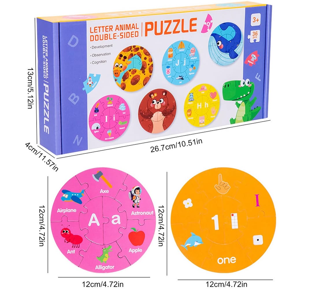 Wooden Letter & Animal Double-sided Puzzle product image 3