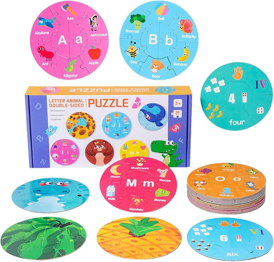 Wooden Letter & Animal Double-sided Puzzle product image 1