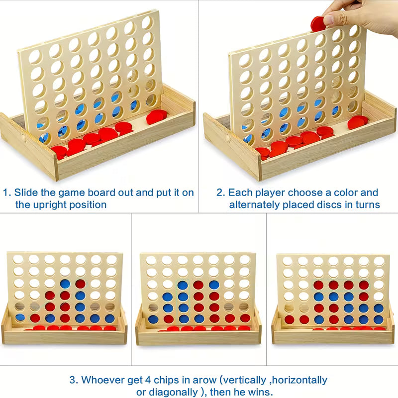 Wooden 4-in-a-Row Strategy Game product image 3